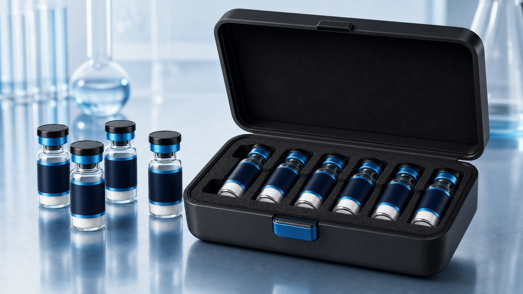T-Rex peptide storage case with research vials